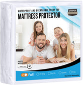 Utopia Bedding Waterproof Mattress Protector Full Size, Premium Terry Mattress Cover 200 GSM, Breathable, Fitted Style with Stretchable Pockets (White)